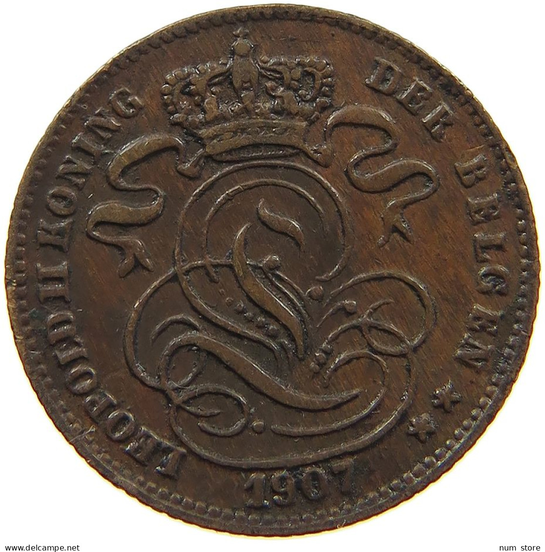 BELGIUM CENTIME 1907 Leopold II. 1865-1909 #a059 0761 - 1 Cent