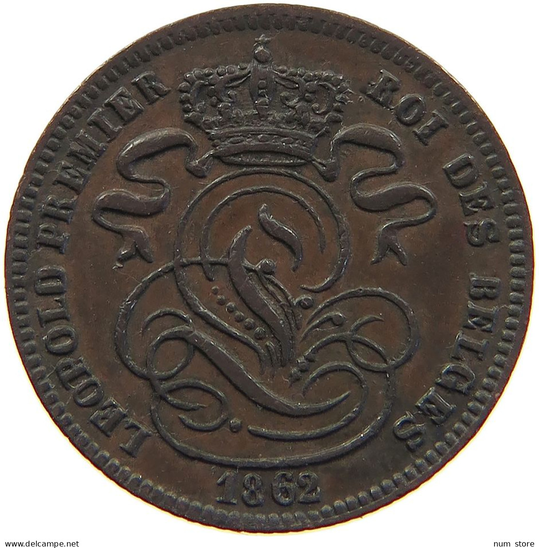 BELGIUM CENTIME 1862 Leopold I. (1831-1865) #s029 0017 - 1 Cent