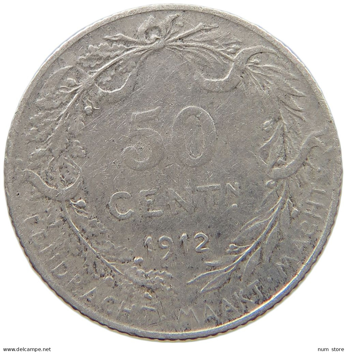 BELGIUM 50 CENTIMES 1912 Albert I. 1909-1934 #a069 0285 - 50 Cents