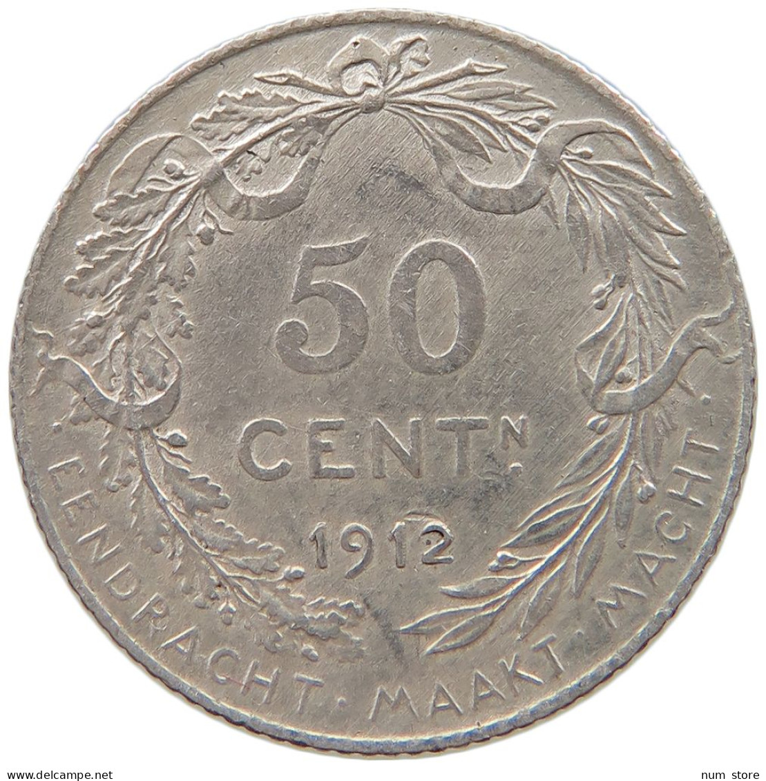 BELGIUM 50 CENTIMES 1912 Albert I. 1909-1934 #a064 0333 - 50 Centimes