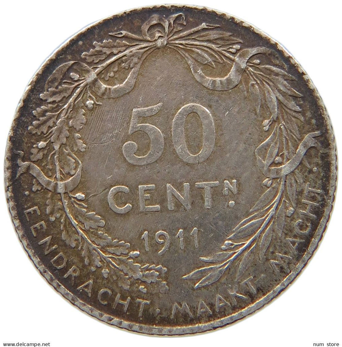 BELGIUM 50 CENTIMES 1911 Albert I. 1909-1934 #s035 0345 - 50 Cents