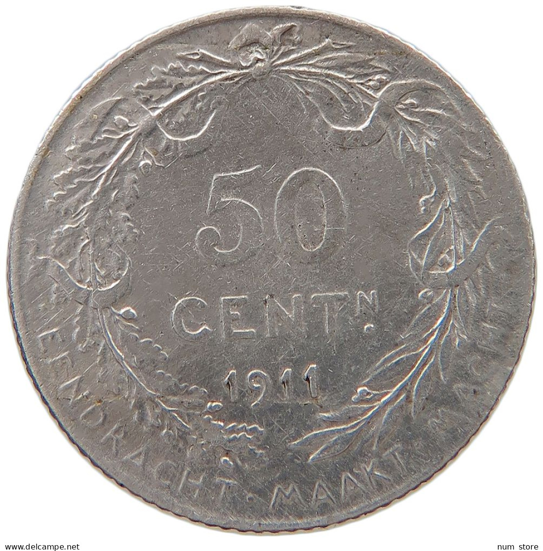 BELGIUM 50 CENTIMES 1911 Albert I. 1909-1934 #t162 0241 - 50 Cents