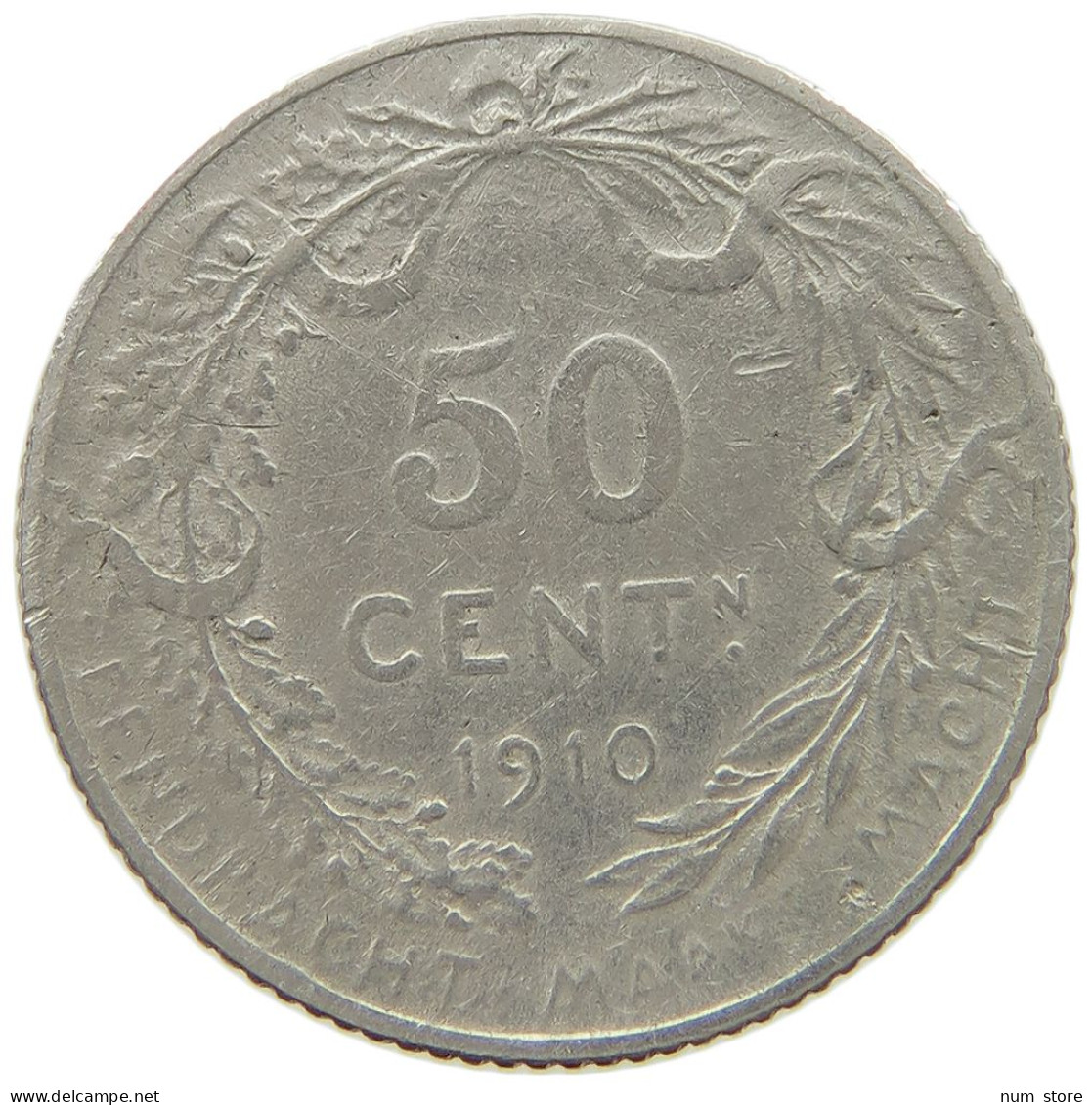 BELGIUM 50 CENTIMES 1910 Albert I. 1909-1934 #a052 0583 - 50 Cents