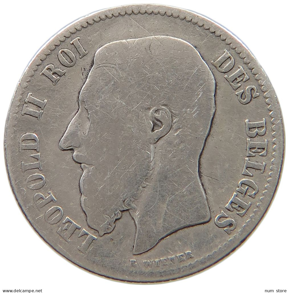 BELGIUM 50 CENTIMES 1886 Leopold II. 1865-1909 #a044 0939 - 50 Cents