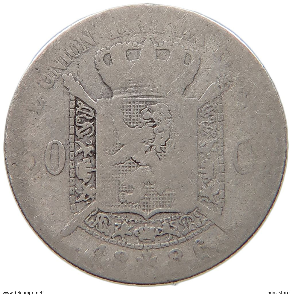 BELGIUM 50 CENTIMES 1886 Leopold II. 1865-1909 #a044 0939 - 50 Centimes