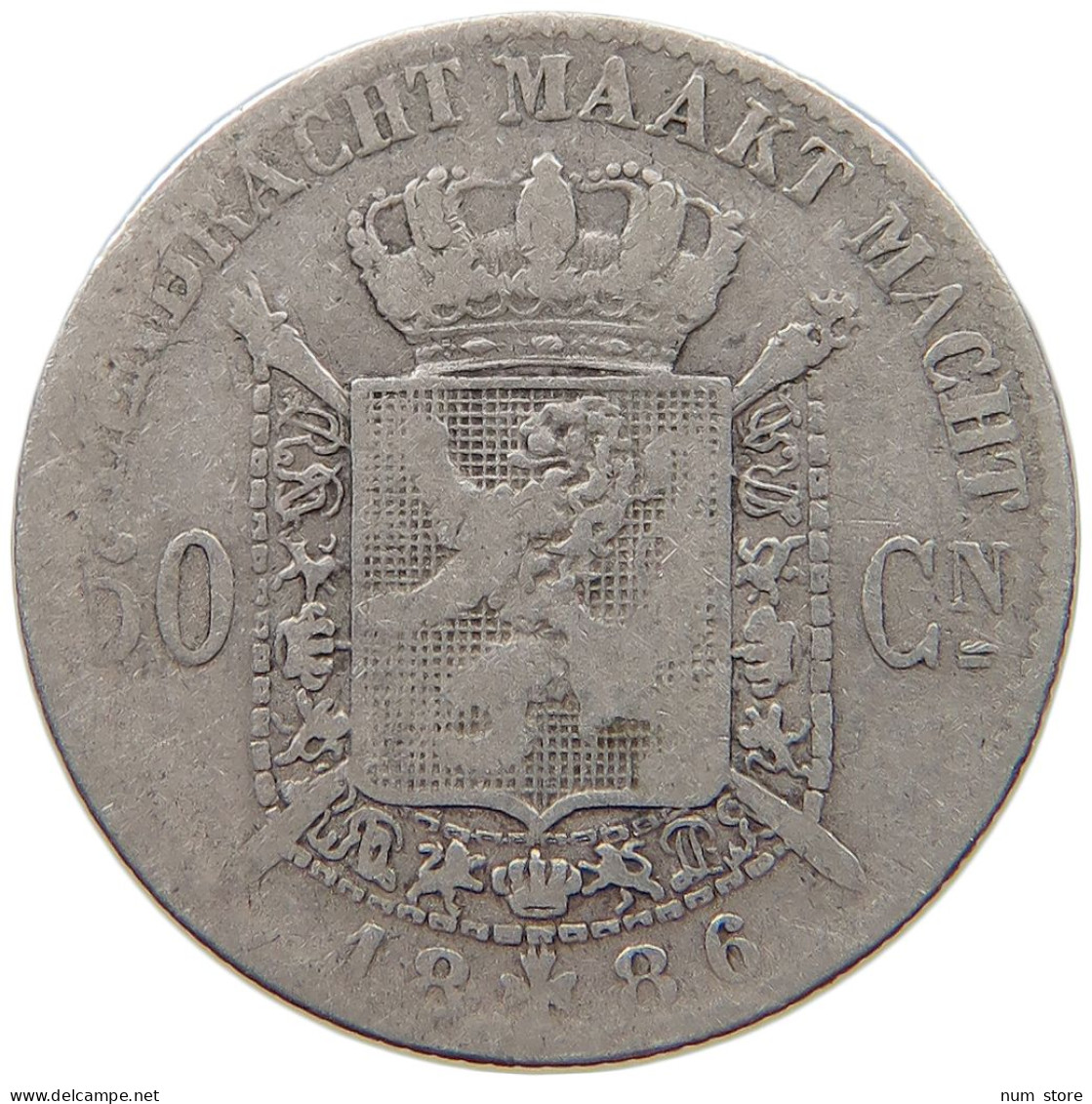 BELGIUM 50 CENTIMES 1886 Leopold II. 1865-1909 #c052 0223 - 50 Cent