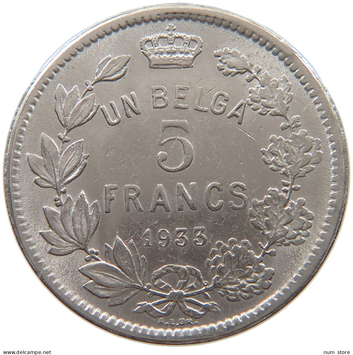 BELGIUM 5 FRANCS 1933 Albert I. 1909-1934 #c022 0783 - 5 Francs & 1 Belga