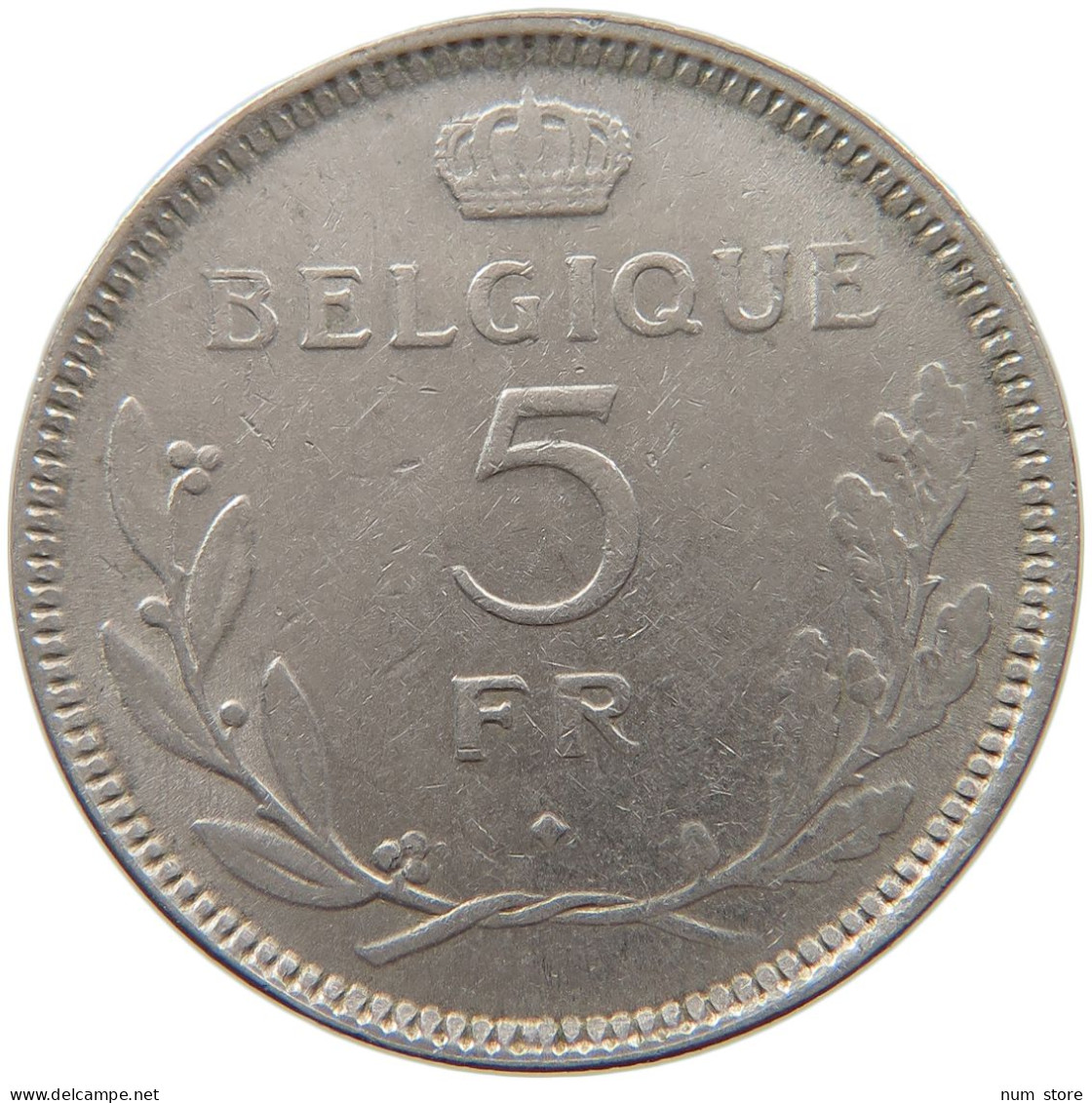 BELGIUM 5 FRANCS 1937 LEOPOLD III. (1934-1951) #s014 0121 - 5 Francs