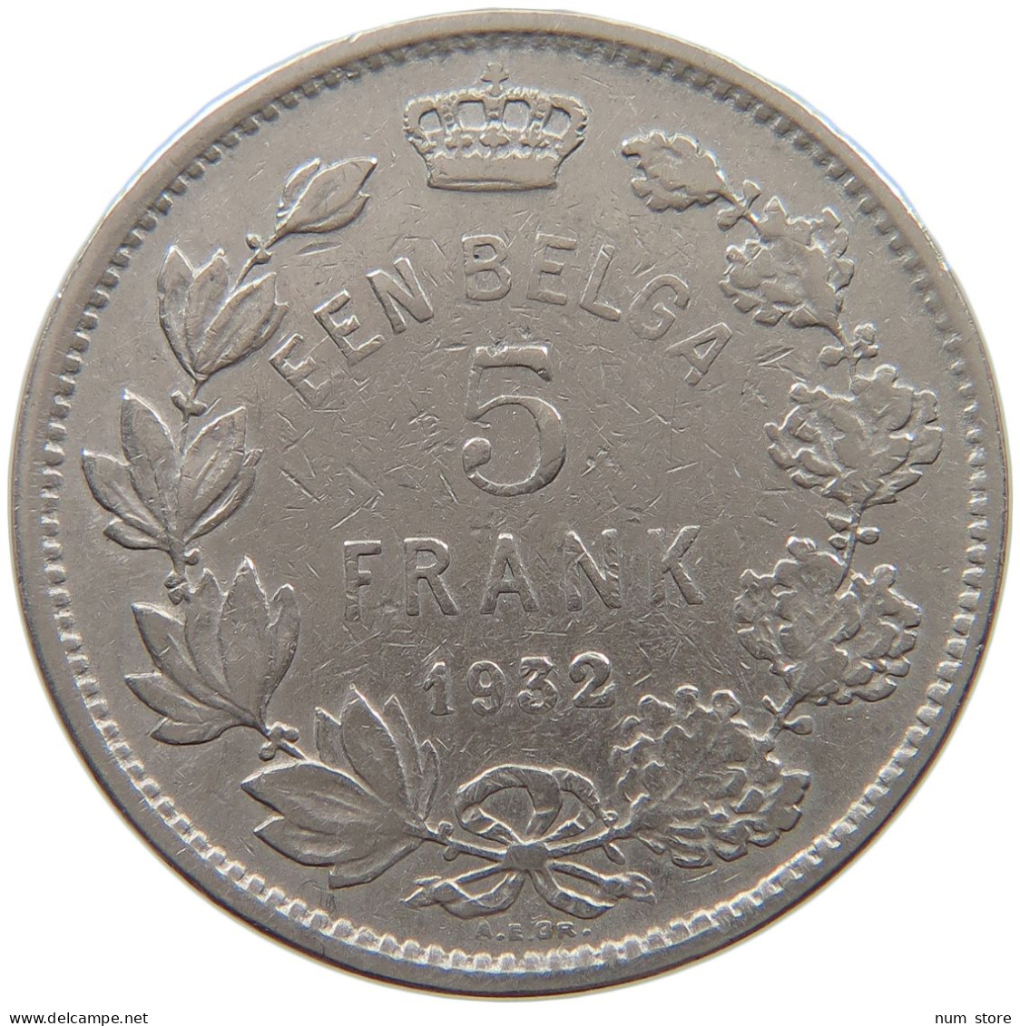 BELGIUM 5 FRANCS 1932 Albert I. 1909-1934 #a079 0081 - 5 Francs & 1 Belga