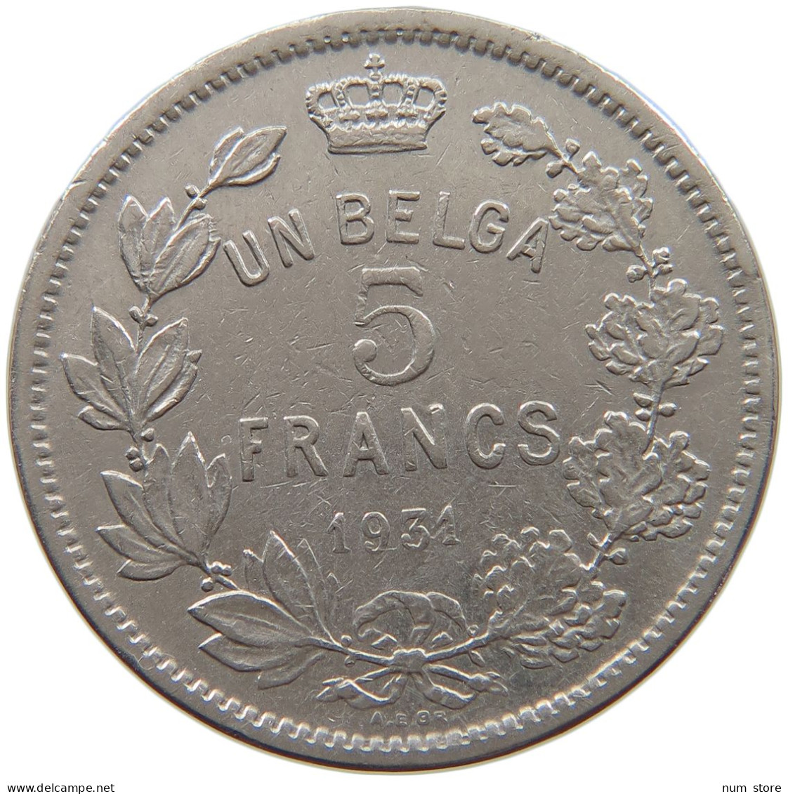 BELGIUM 5 FRANCS 1931 Albert I. 1909-1934 #a060 0605 - 5 Francs & 1 Belga