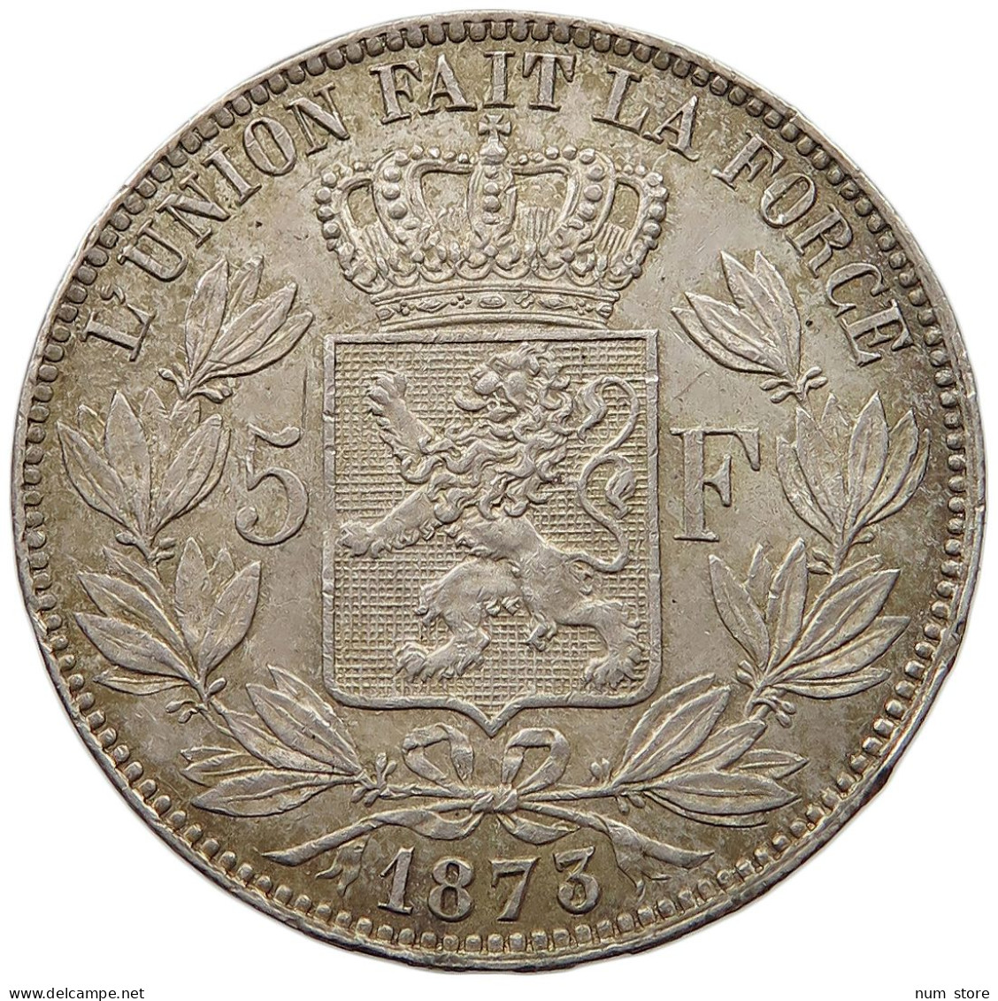 BELGIUM 5 FRANCS 1873  #t061 0017 - 5 Francs