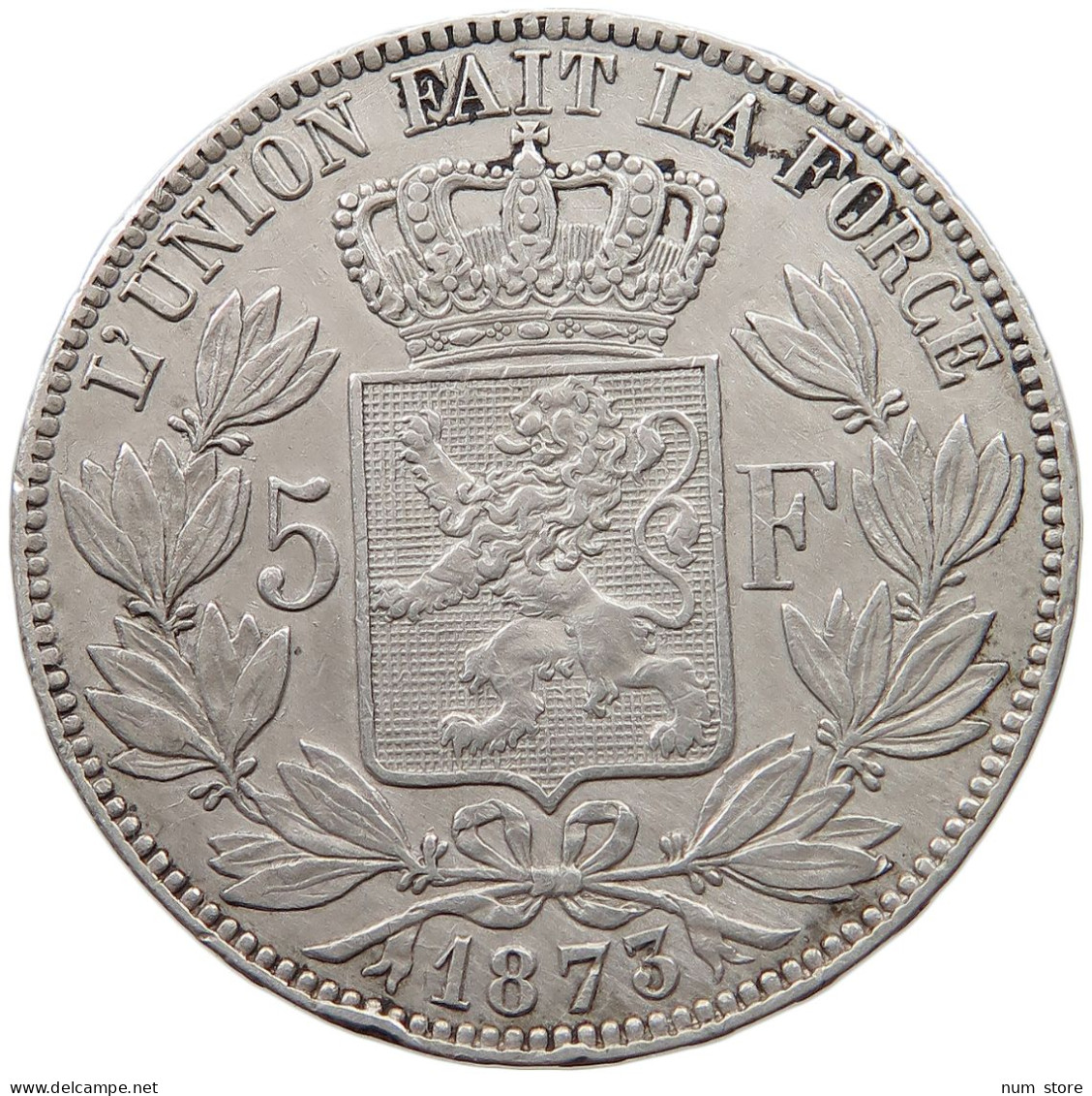 BELGIUM 5 FRANCS 1873  #t094 0013 - 5 Francs