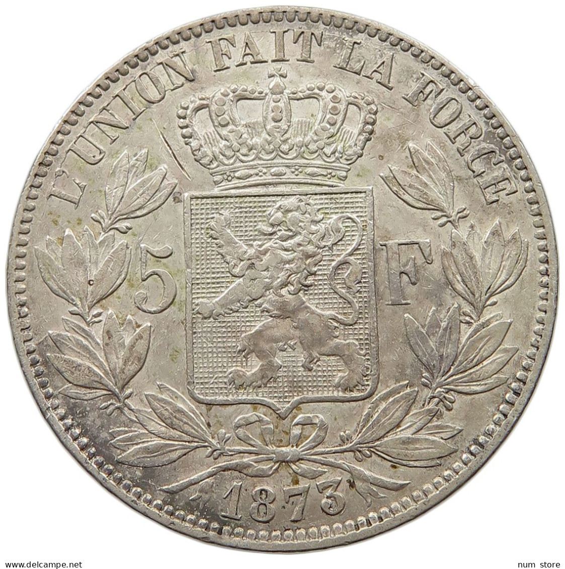 BELGIUM 5 FRANCS 1873  #t109 1001 - 5 Francs