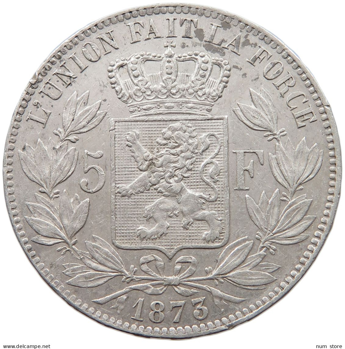 BELGIUM 5 FRANCS 1873  #t005 0117 - 5 Francs