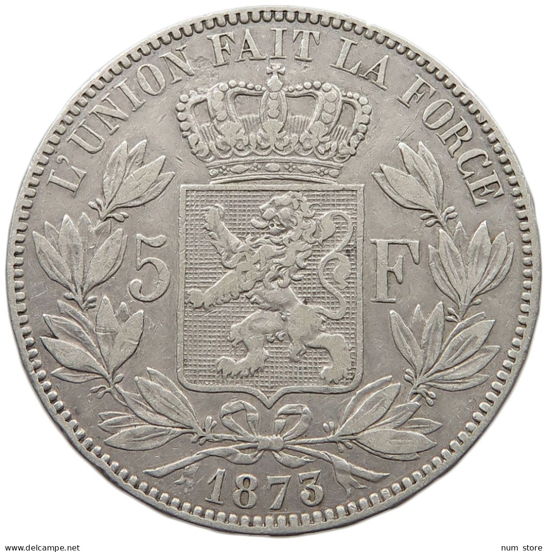 BELGIUM 5 FRANCS 1873  #t002 0005 - 5 Francs