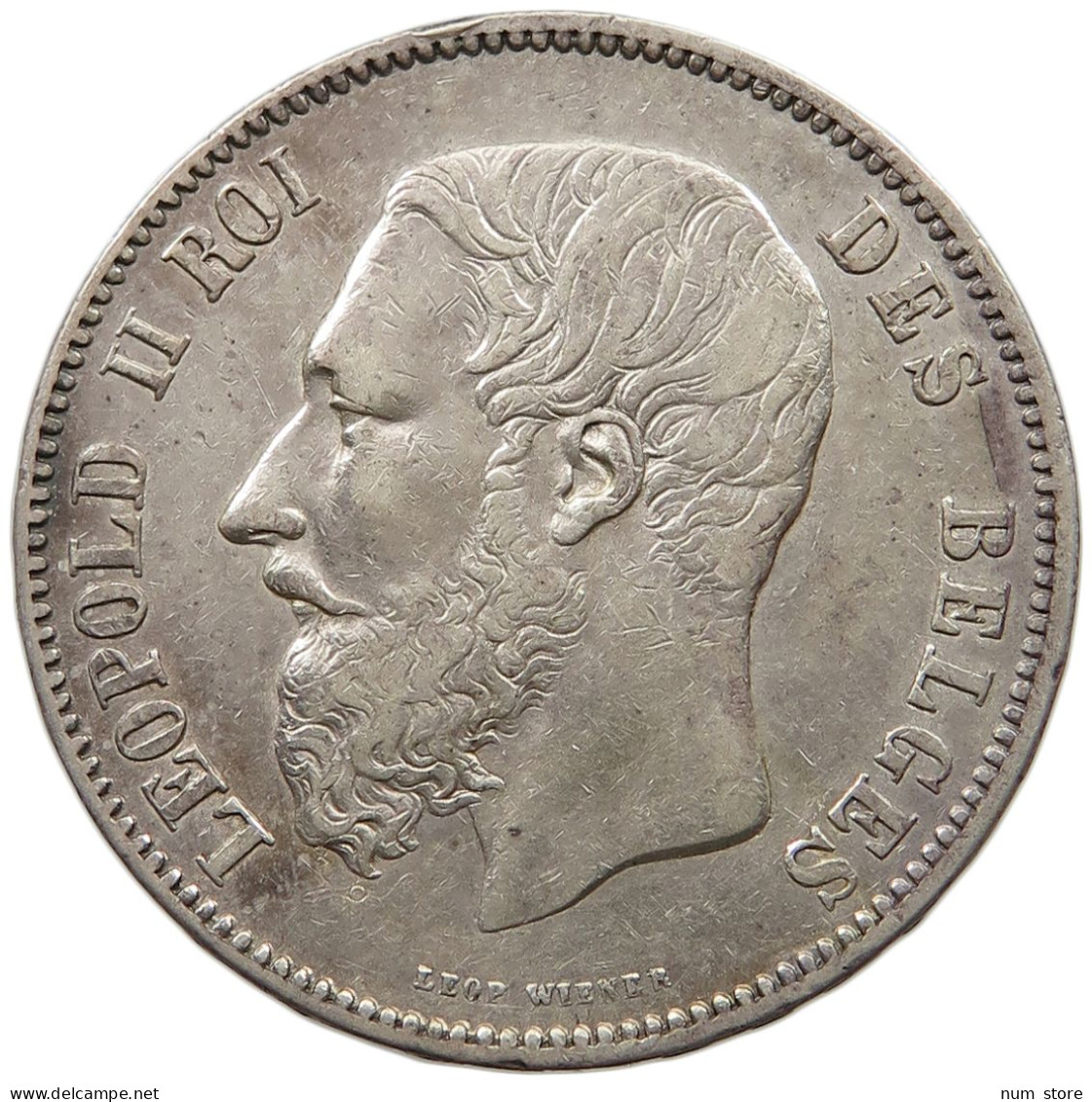 BELGIUM 5 FRANCS 1869  #t161 0139 - 5 Francs