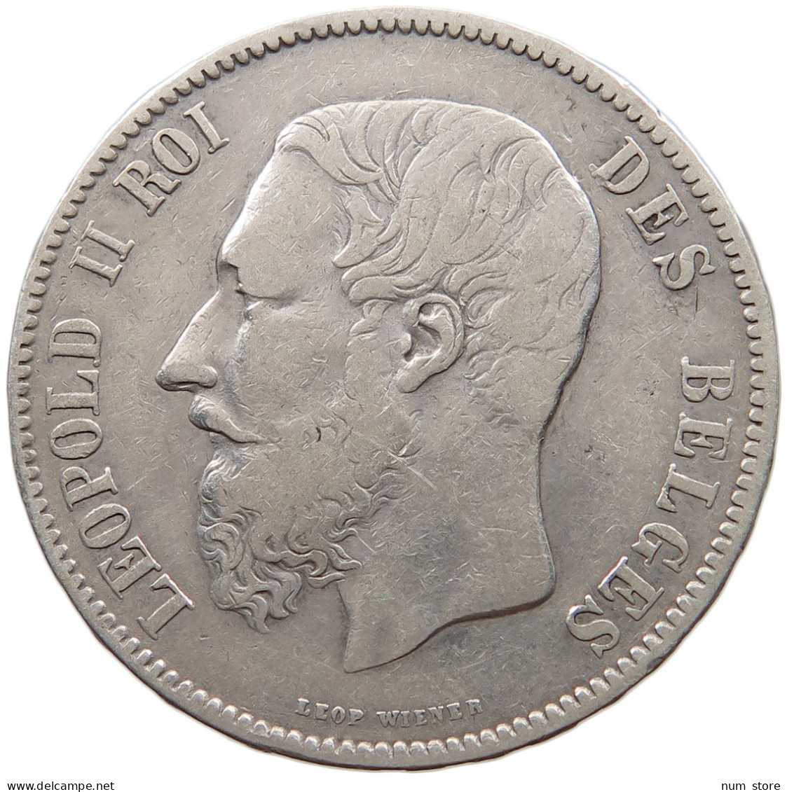 BELGIUM 5 FRANCS 1868 Leopold II. 1865-1909 #c058 0091 - 5 Francs