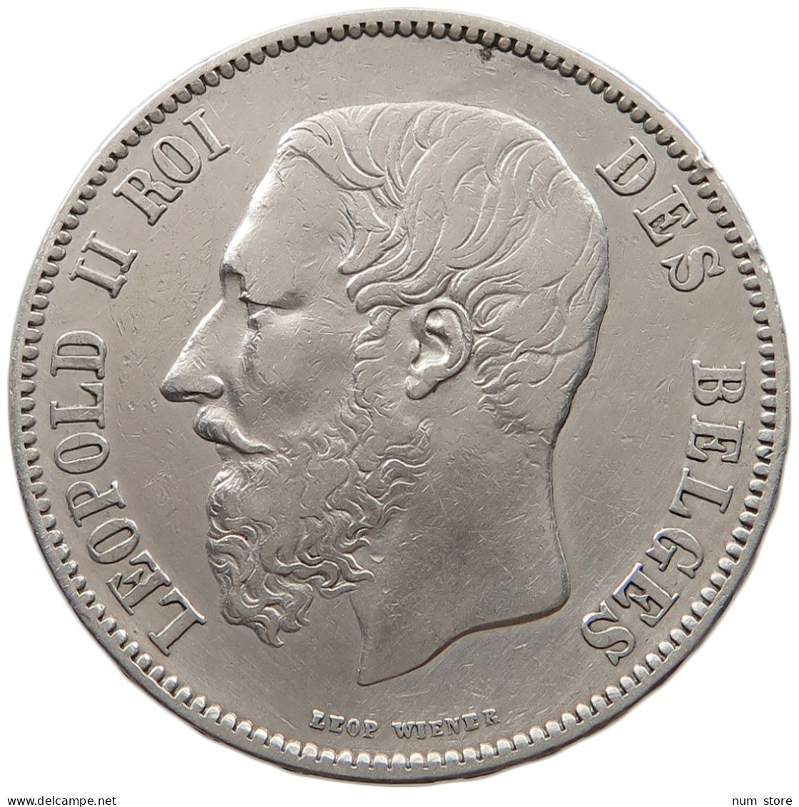 BELGIUM 5 FRANCS 1868  #t157 0639 - 5 Francs