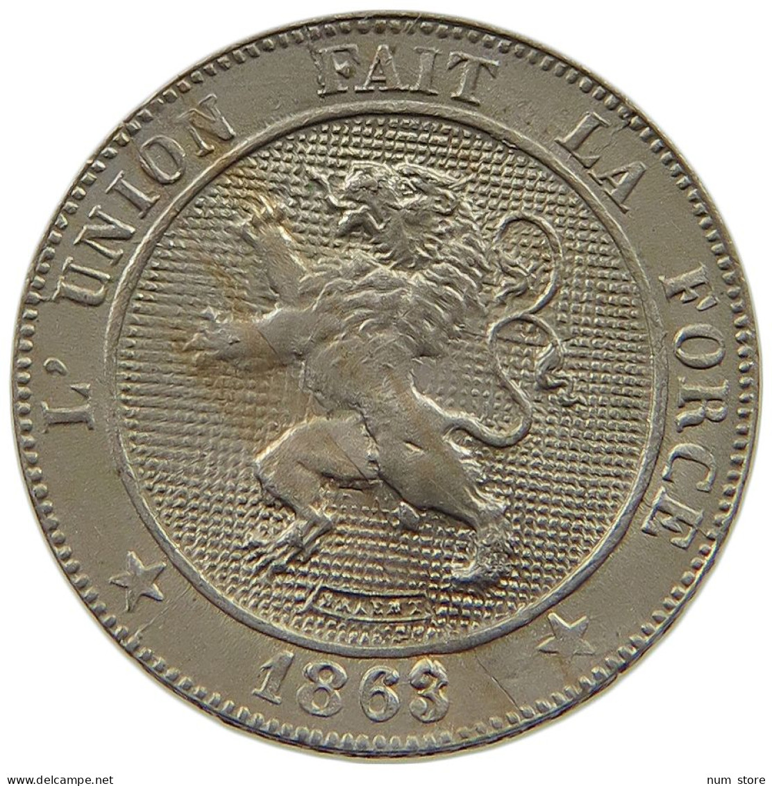 BELGIUM 5 CENTIMES 1863  #t061 0285 - 5 Cent