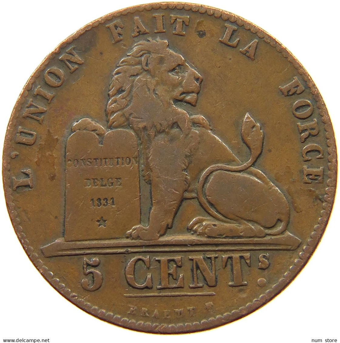 BELGIUM 5 CENTIMES 1856 Leopold I. (1831-1865) #s046 0379 - 5 Centimes