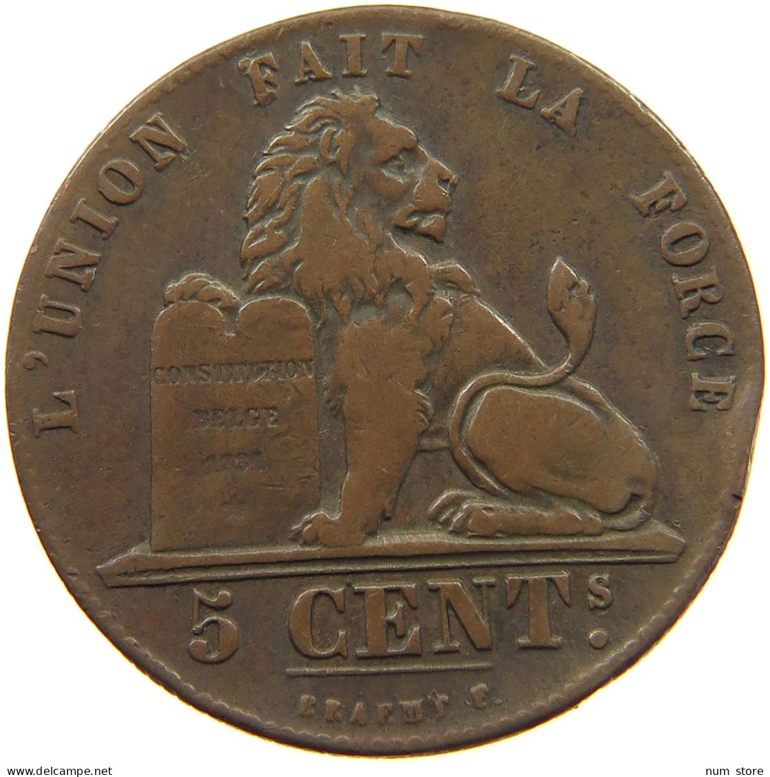 BELGIUM 5 CENTIMES 1856  #t132 0625 - 5 Cents