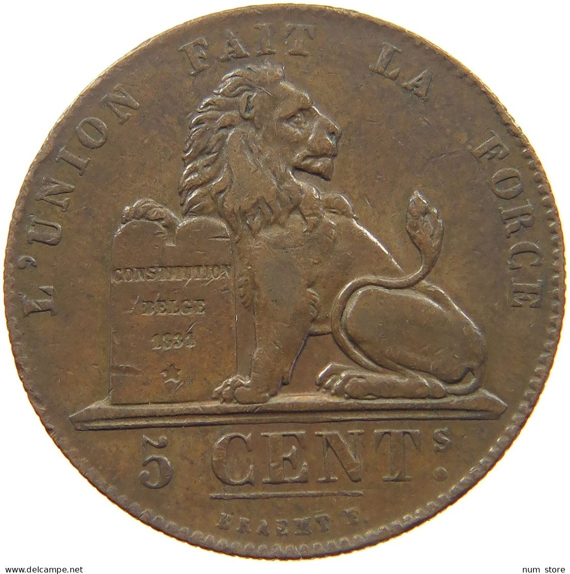 BELGIUM 5 CENTIMES 1856  #t001 0037 - 5 Cents