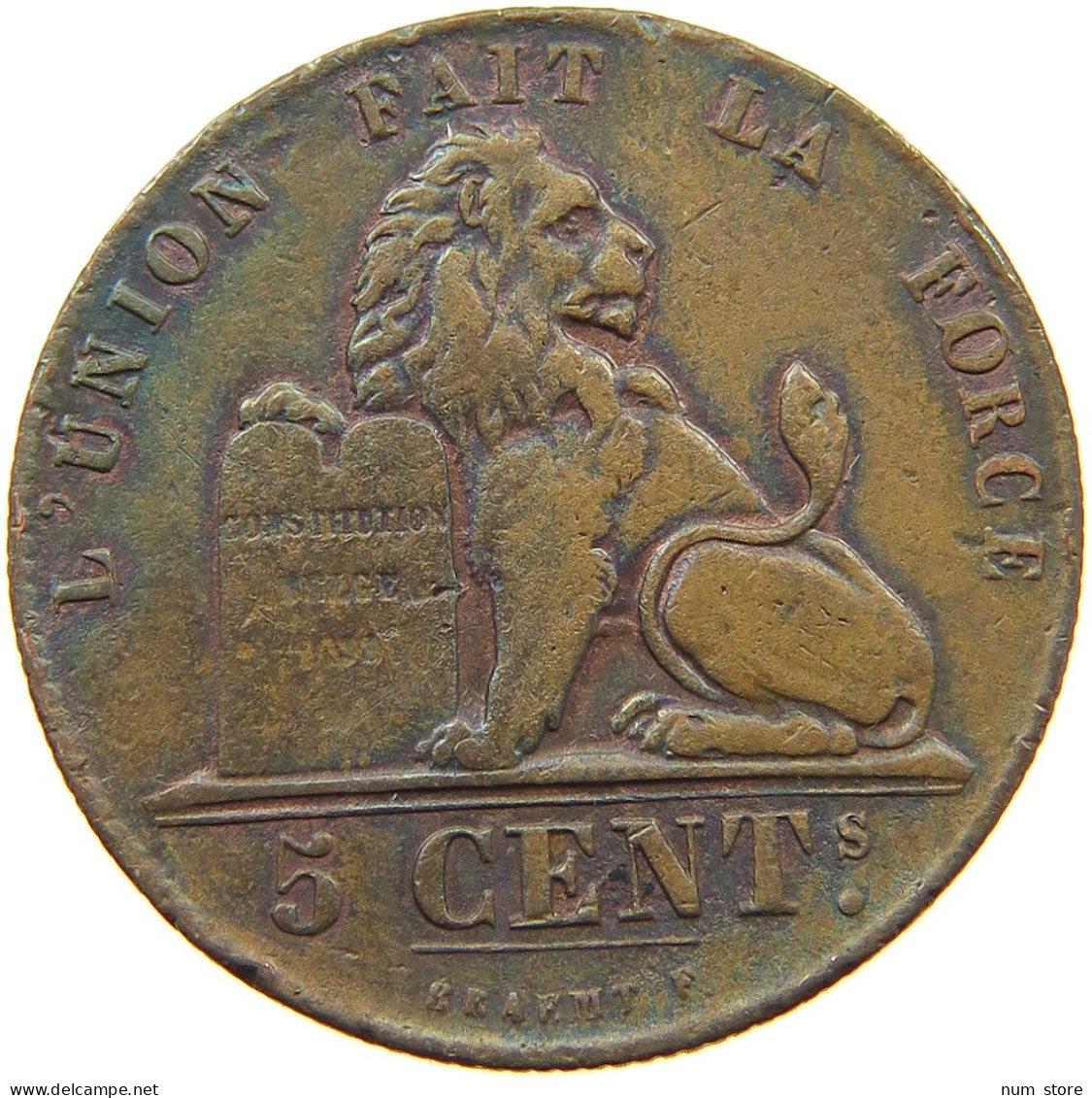 BELGIUM 5 CENTIMES 1856  #t132 0651 - 5 Cents