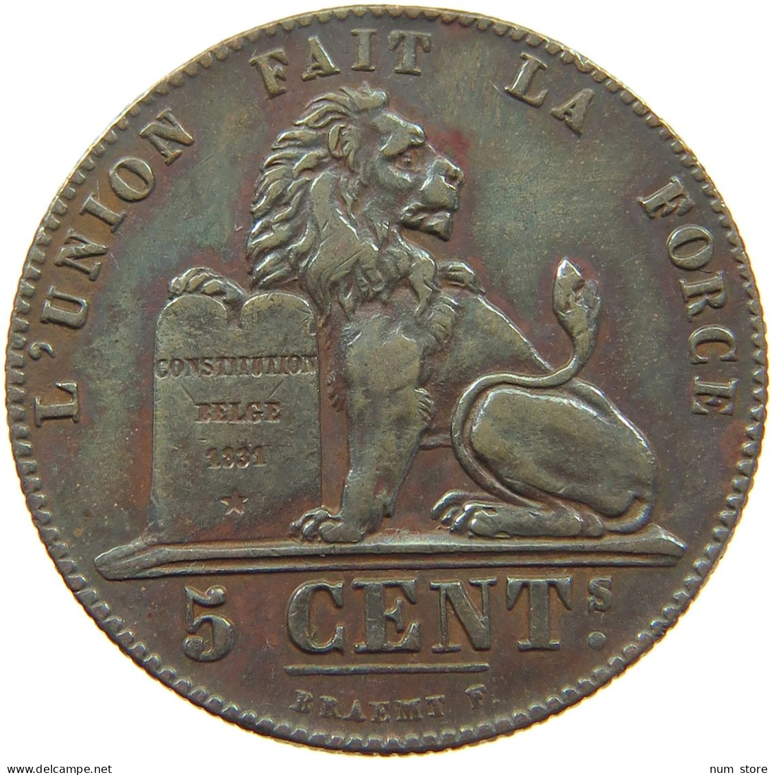 BELGIUM 5 CENTIMES 1856  #t132 0589 - 5 Cents