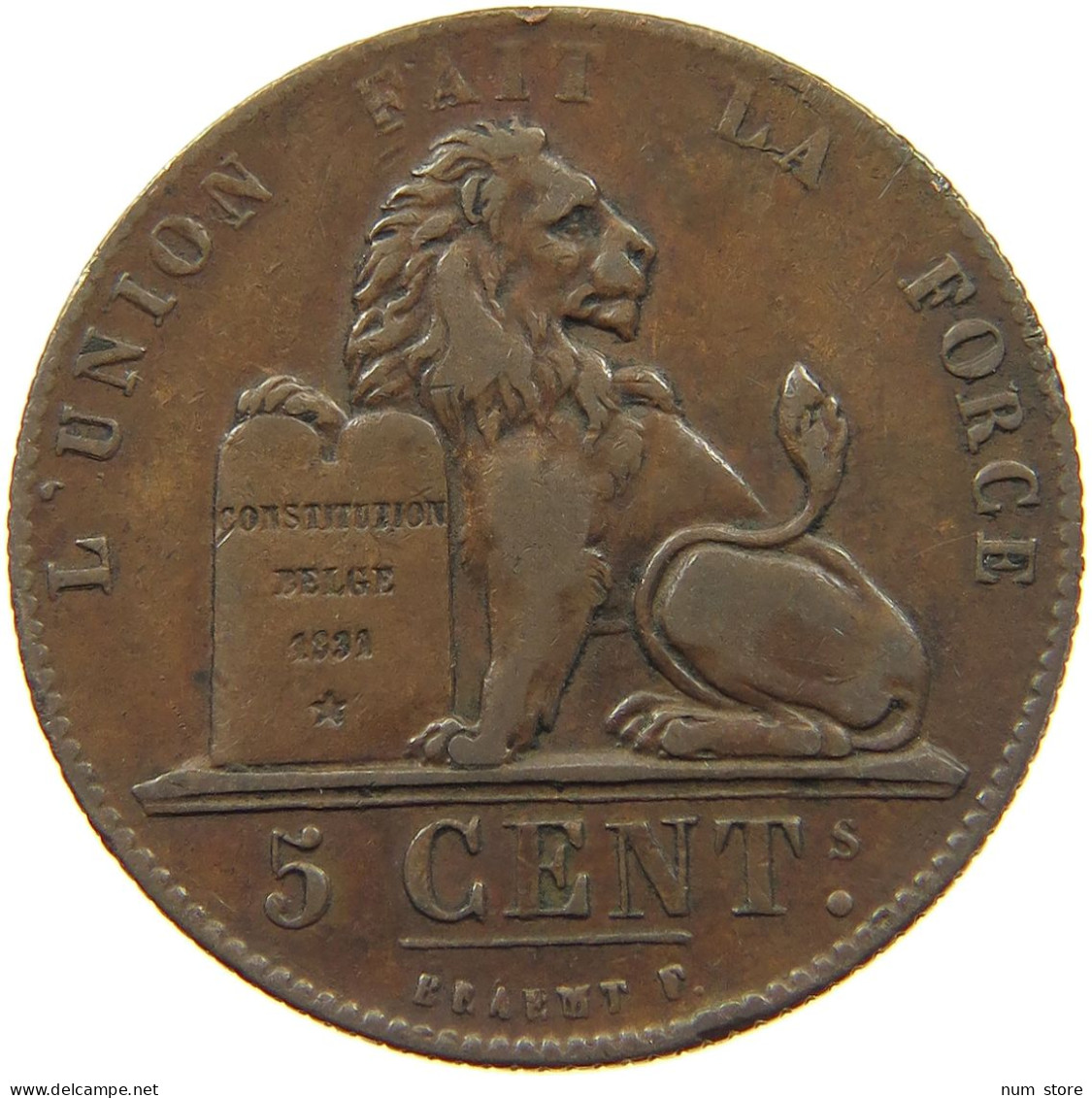 BELGIUM 5 CENTIMES 1853 RARE #t132 0615 - 5 Cents