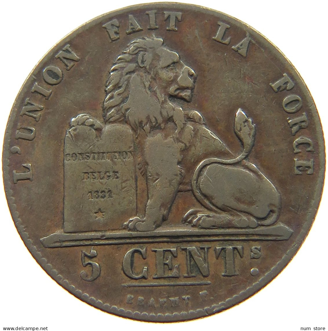 BELGIUM 5 CENTIMES 1851  #t132 0633 - 5 Centimes