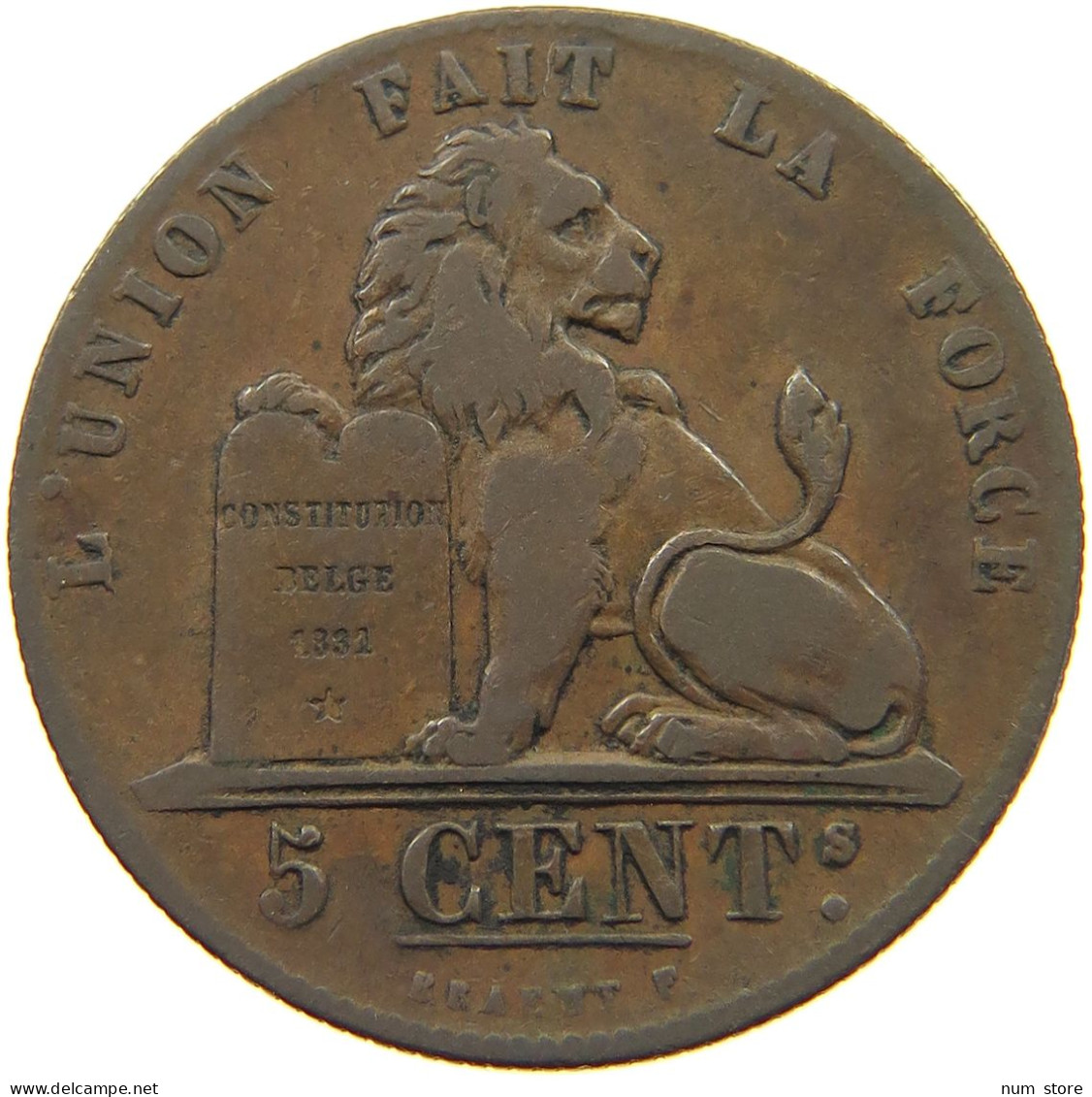 BELGIUM 5 CENTIMES 1851  #t132 0617 - 5 Centimes