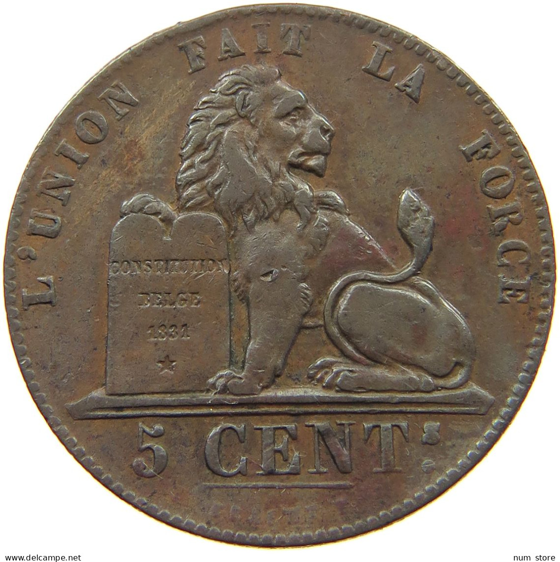 BELGIUM 5 CENTIMES 1851  #t132 0599 - 5 Cents