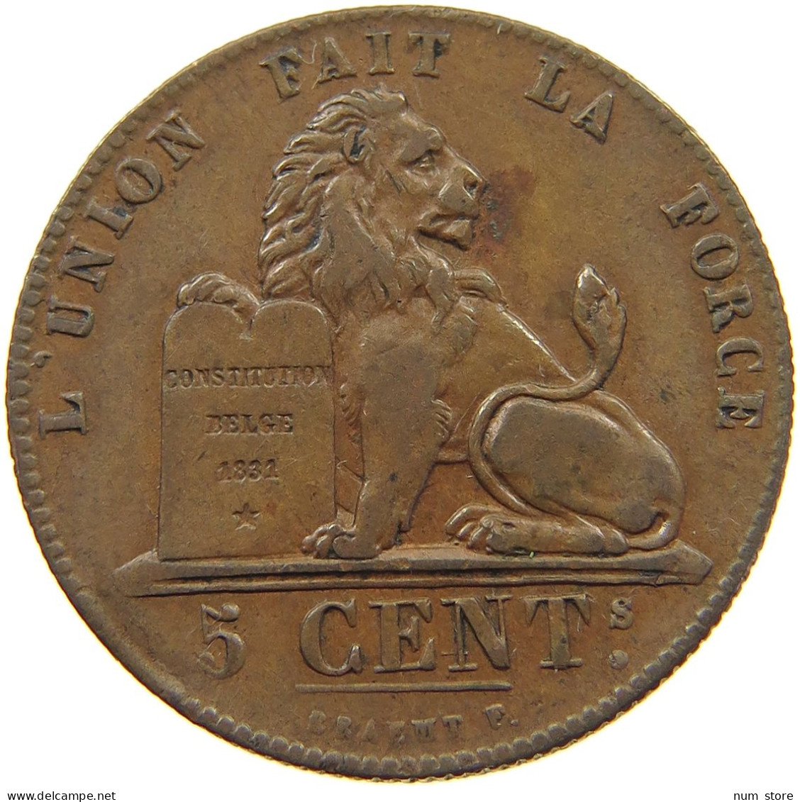 BELGIUM 5 CENTIMES 1850  #t132 0621 - 5 Centimes