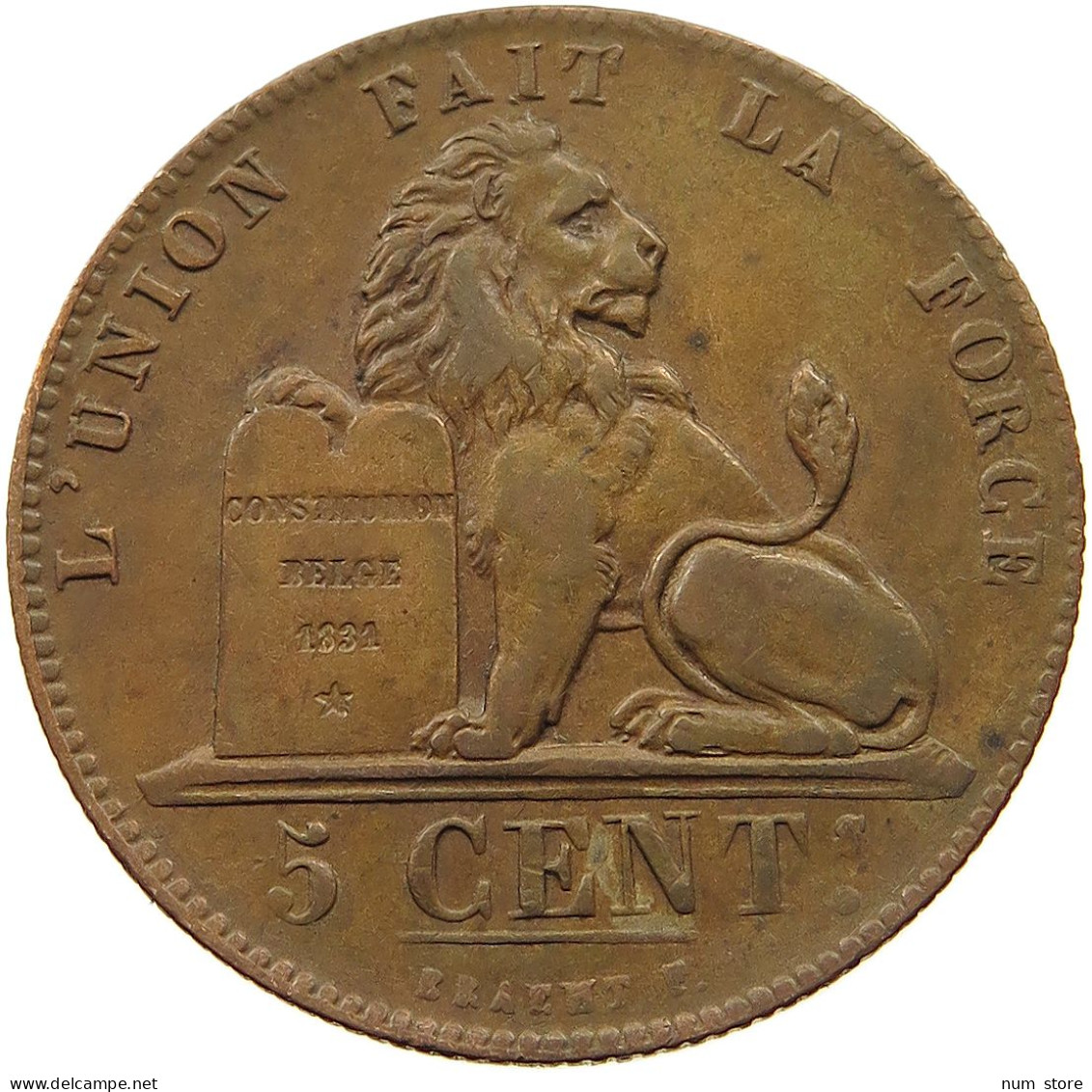BELGIUM 5 CENTIMES 1850  #t061 0183 - 5 Cent