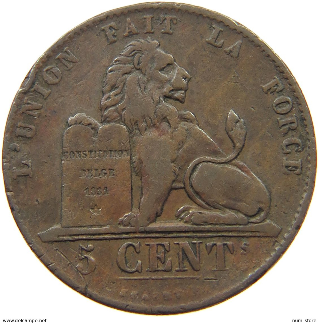 BELGIUM 5 CENTIMES 1849 5 CENTIMES 1849 LOWER 49 #t132 0601 - 5 Cent