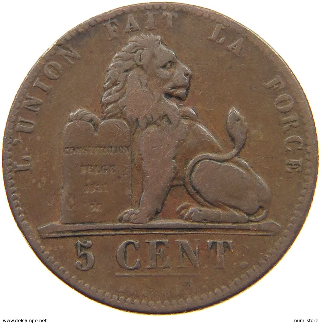 BELGIUM 5 CENTIMES 1847 5 CENTIMES 1847 HIGHER 7 ERROR #t132 0597 - 5 Cents