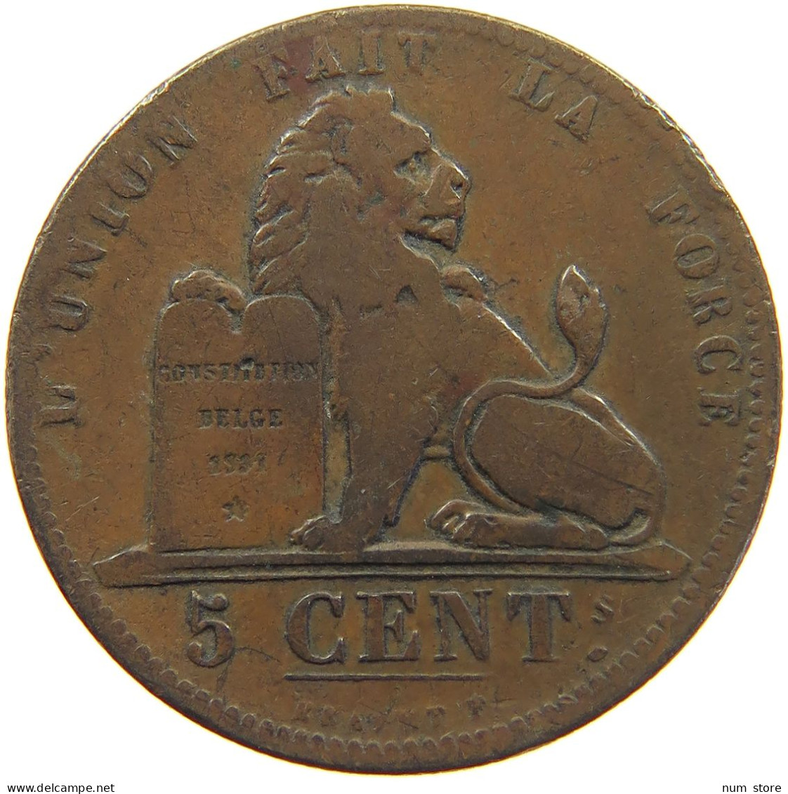 BELGIUM 5 CENTIMES 1847 Leopold I. (1831-1865) PLANCHET ERROR #c018 0143 - 5 Cent