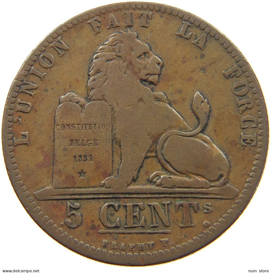 BELGIUM 5 CENTIMES 1847  #t132 0613 - 5 Cent