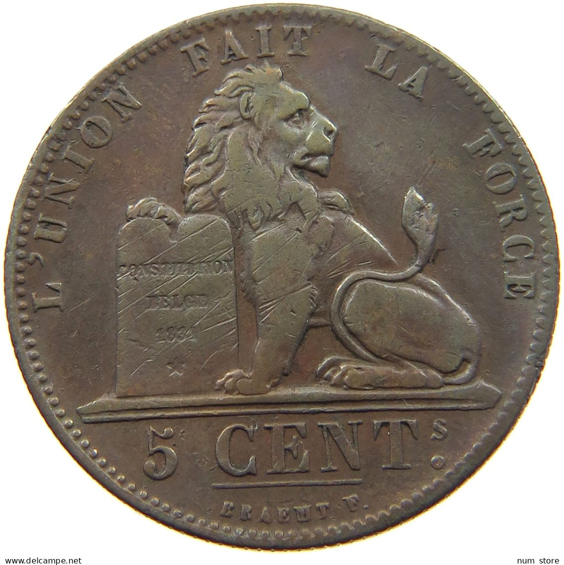 BELGIUM 5 CENTIMES 1847  #t132 0623 - 5 Cent