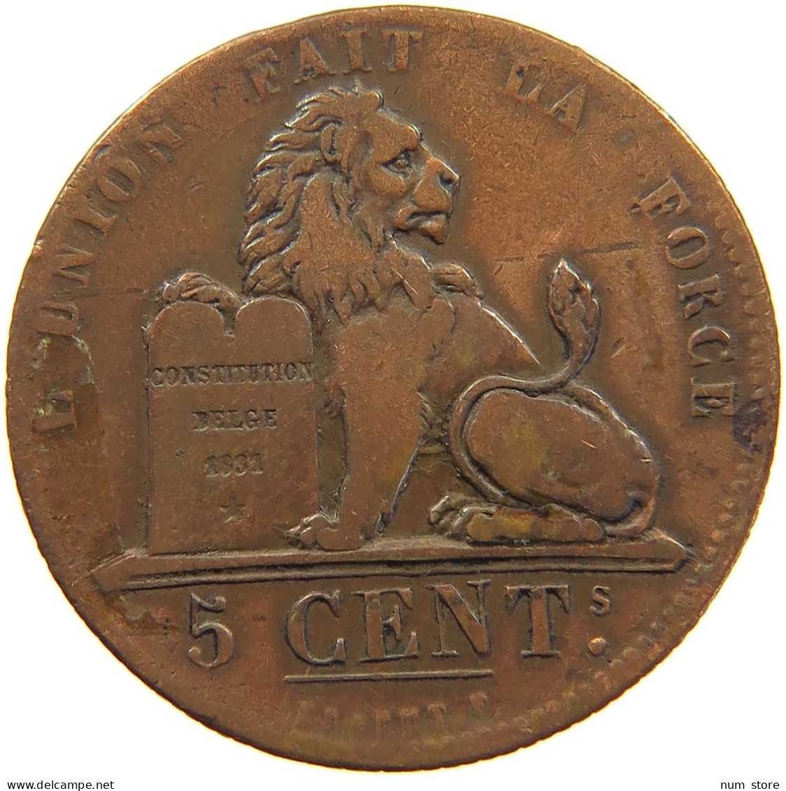 BELGIUM 5 CENTIMES 1837 Leopold I. (1831-1865) #c029 0027 - 5 Cent