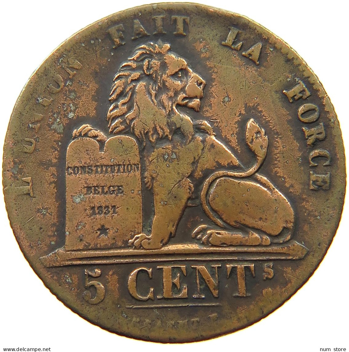 BELGIUM 5 CENTIMES 1842 Leopold I. (1831-1865) #s036 0167 - 5 Cents