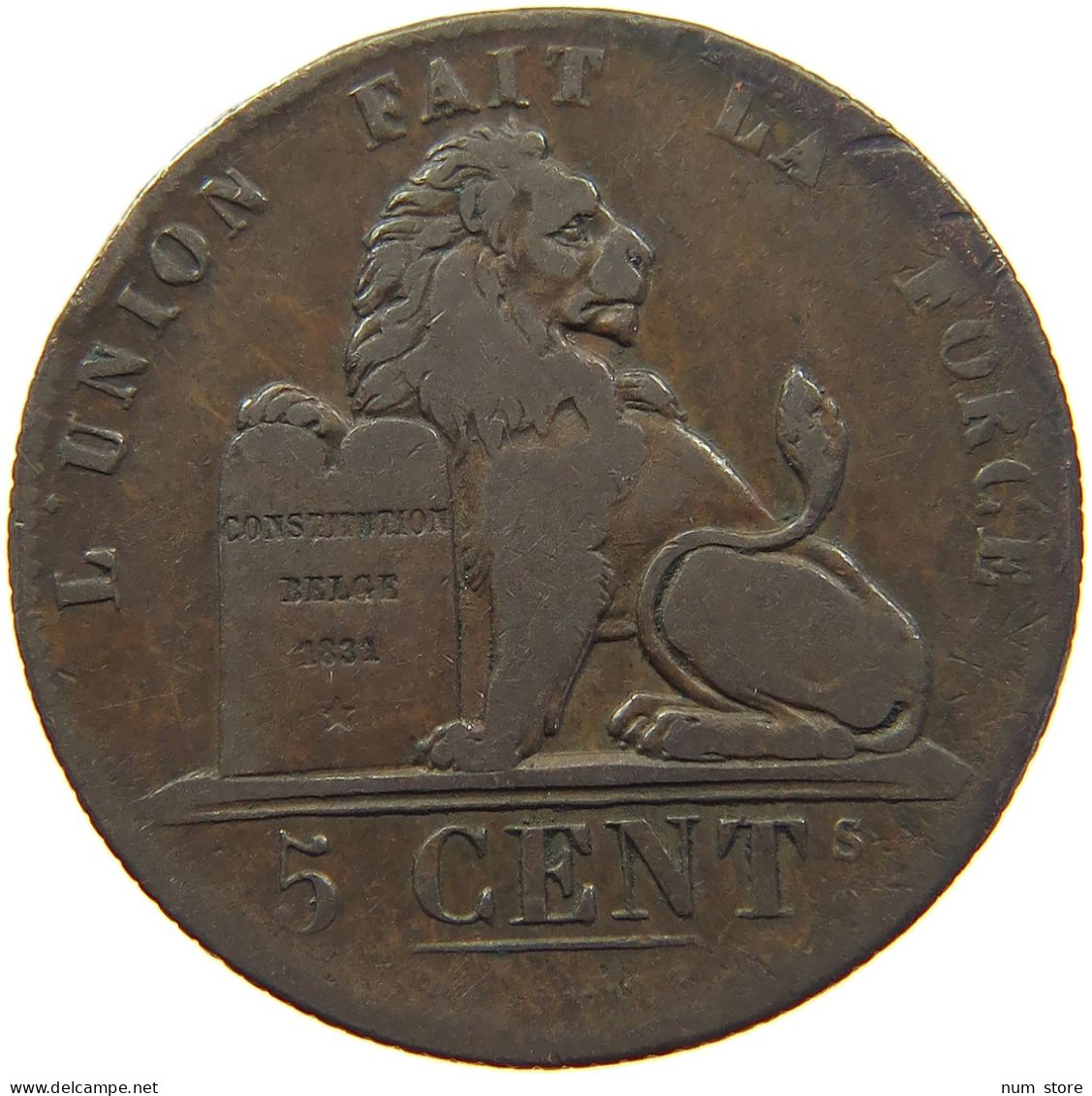 BELGIUM 5 CENTIMES 1837 Leopold I. (1831-1865) #s008 0003 - 5 Cents