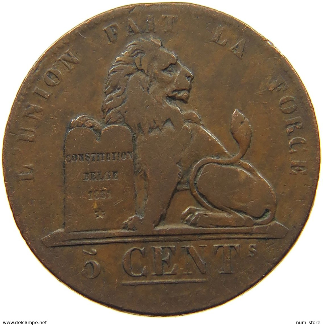 BELGIUM 5 CENTIMES 1834 Leopold I. (1831-1865) #c009 0259 - 5 Cent