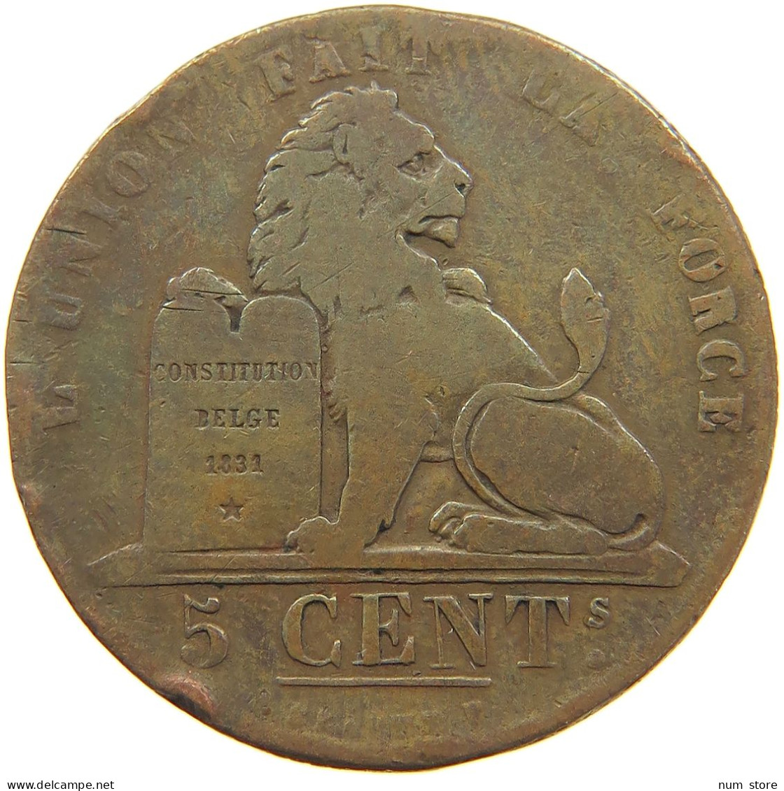 BELGIUM 5 CENTIMES 1837 Leopold I. (1831-1865) #a041 0461 - 5 Cent