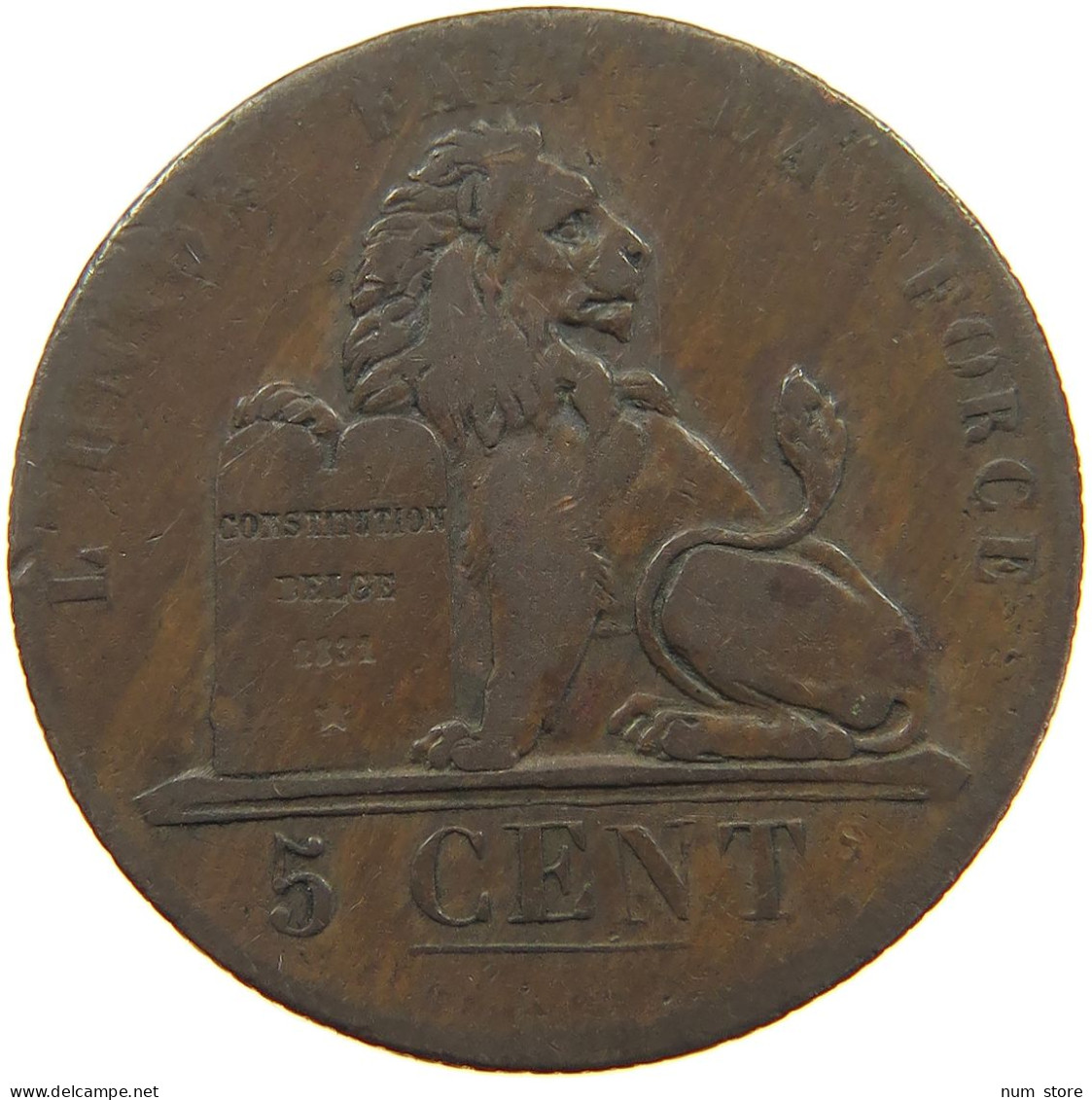 BELGIUM 5 CENTIMES 1837 Leopold I. (1831-1865) #a041 0457 - 5 Cent