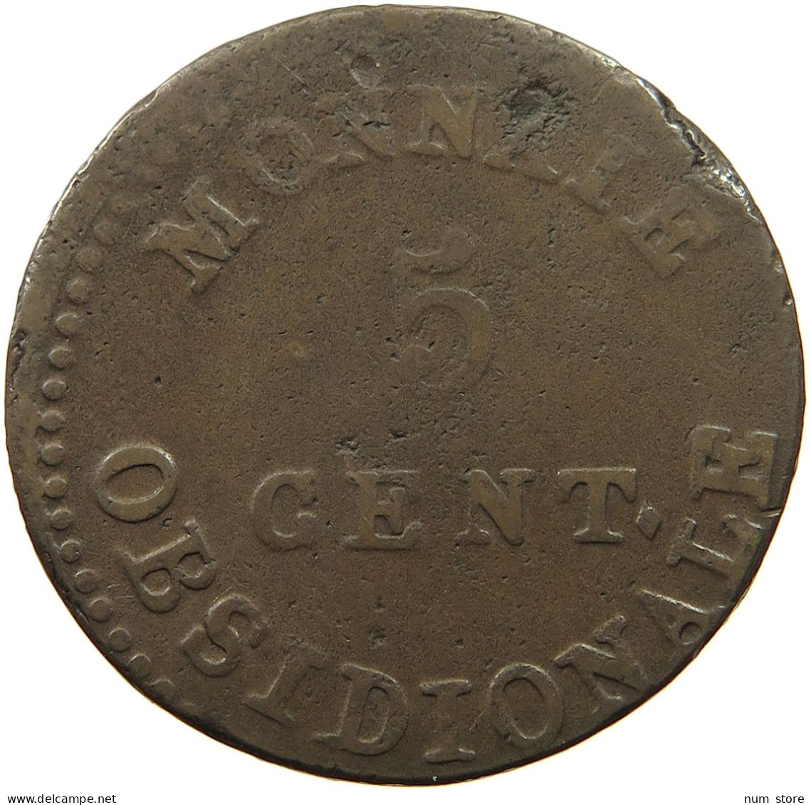 BELGIUM 5 CENTIMES 1814 ANTWERPEN OFF-CENTER #t061 0197 - 1790 Stati Belgi Uniti