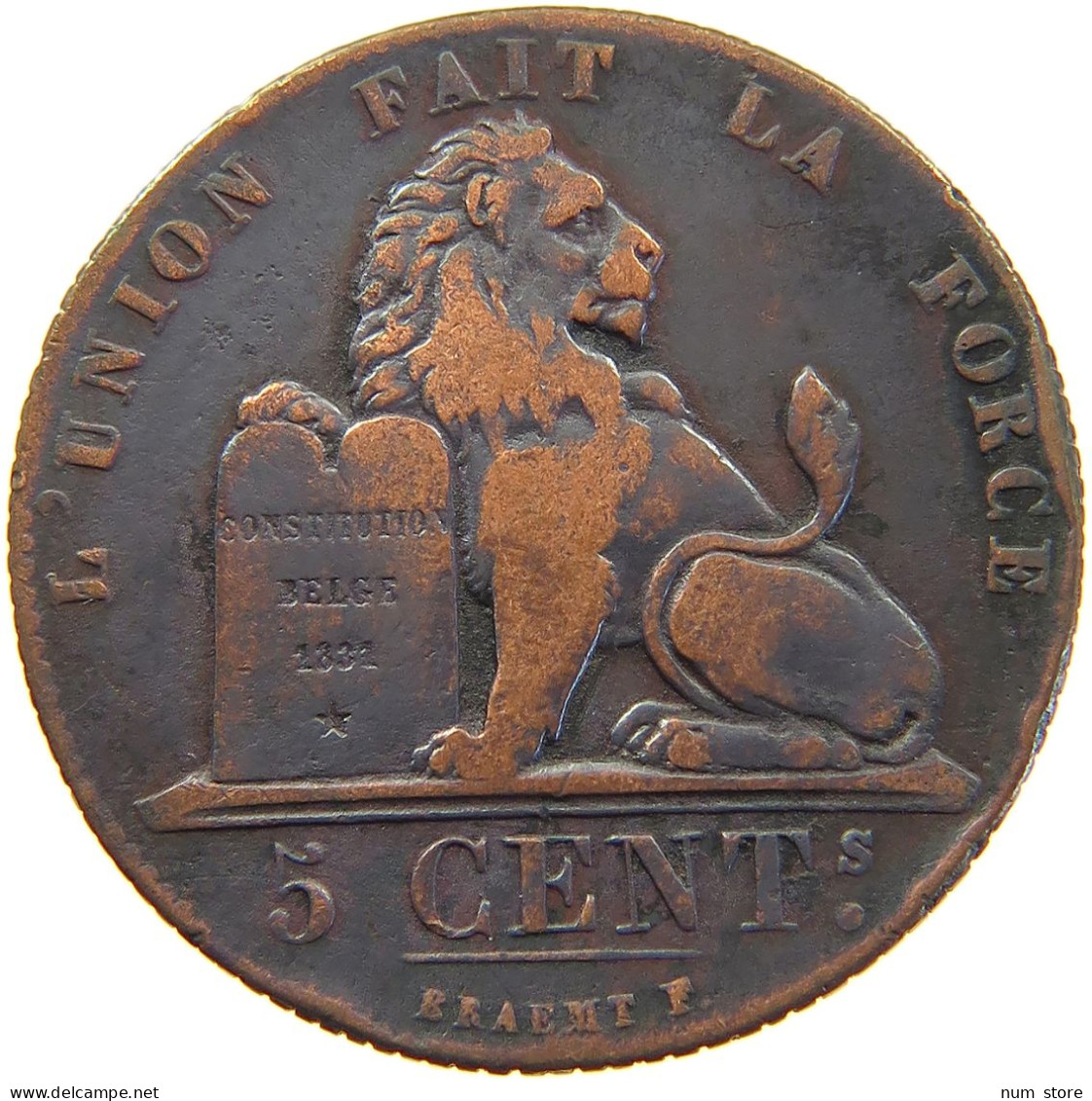 BELGIUM 5 CENTIMES 1833 Leopold I. (1831-1865) #c062 0395 - 5 Cents