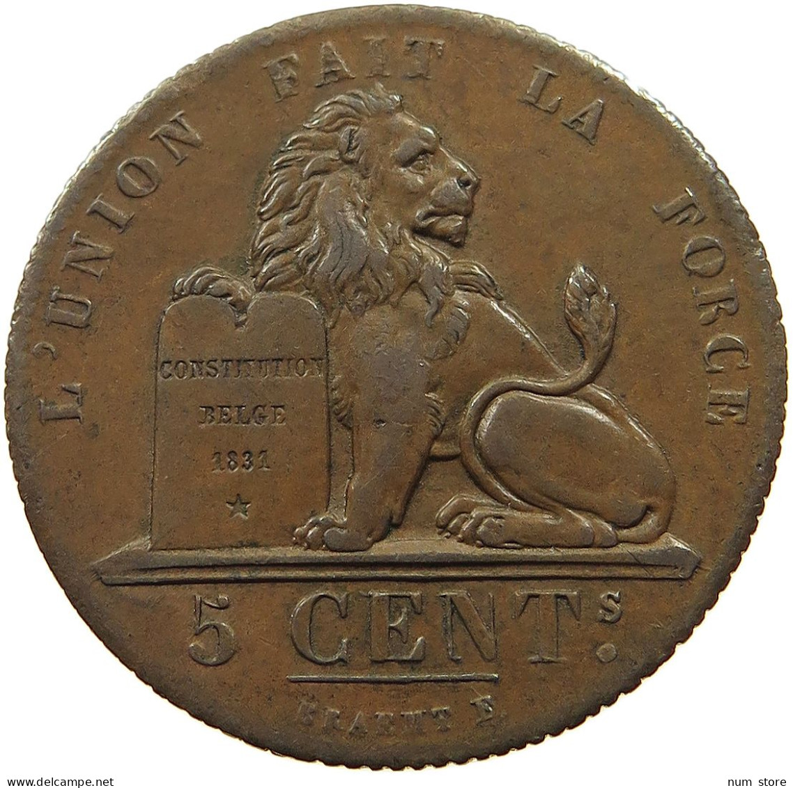 BELGIUM 5 CENTIMES 1833  #t061 0189 - 5 Cent