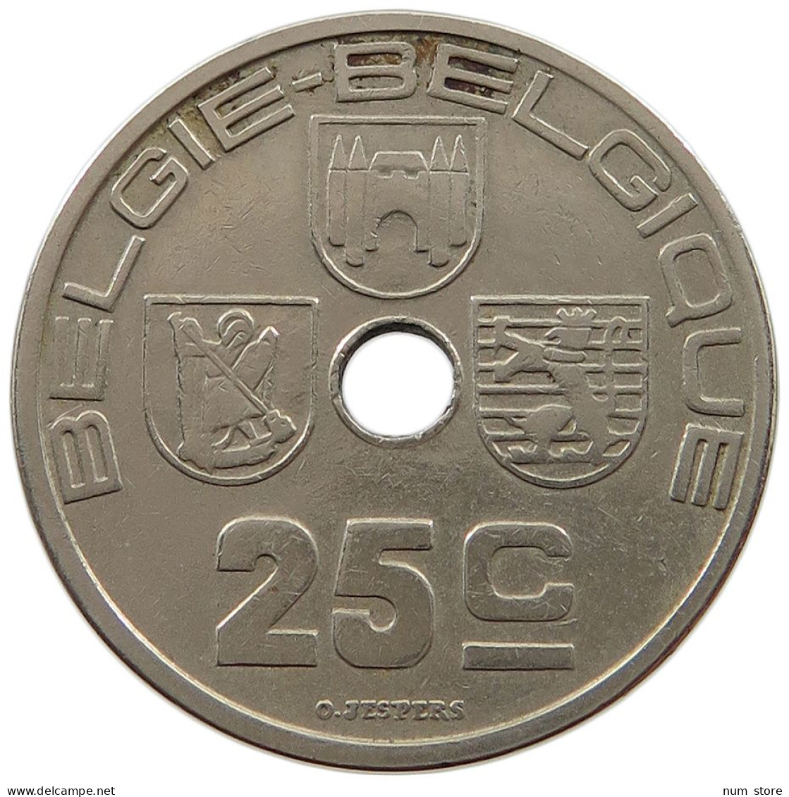 BELGIUM 25 CENTIMES 1939 MINTING ERROR 25 CENTIMES 1938 90° DIE ROTATION RIGHT #t065 0209 - 25 Cent