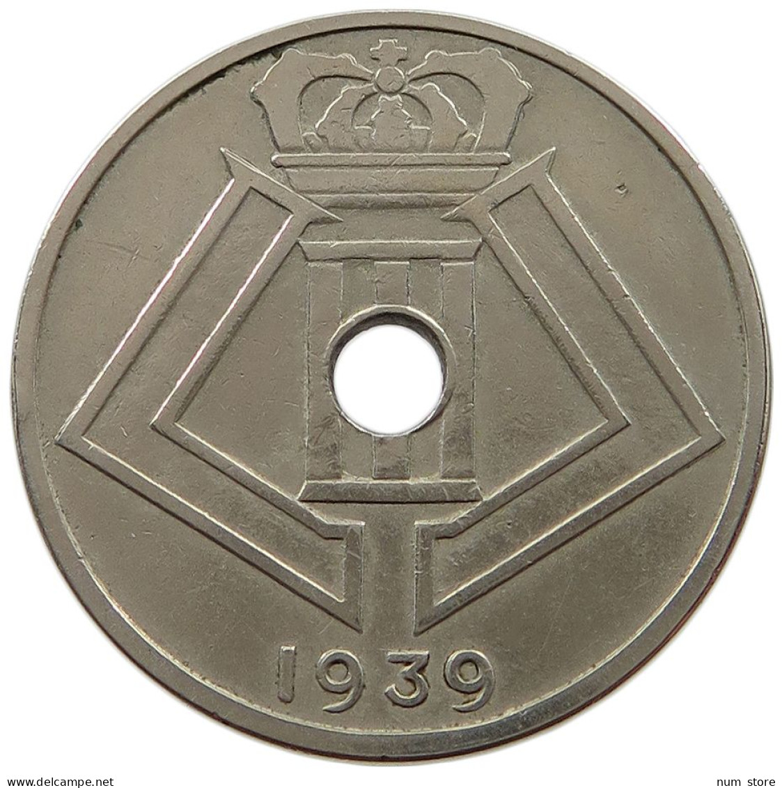 BELGIUM 25 CENTIMES 1939 MINTING ERROR MEDAL ALIGNMENT 25 CENTIMES 1939 #t065 0183 - 25 Centimes